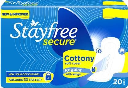 STAYFREE Secure Cottony Soft Regular Wings Sanitary Pad  (Pack of 20)